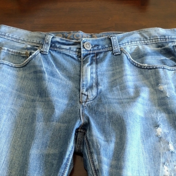 Arizona Jean Company Slim Straight Distressed Blue Relaxed Fit Jeans 38x30 - Picture 1 of 16